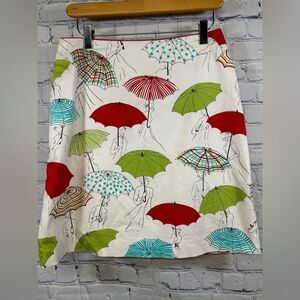 ITW Claude Brown Umbrella Graphic Multicolor Fun Teacher Preppy A-Line Skirt 6